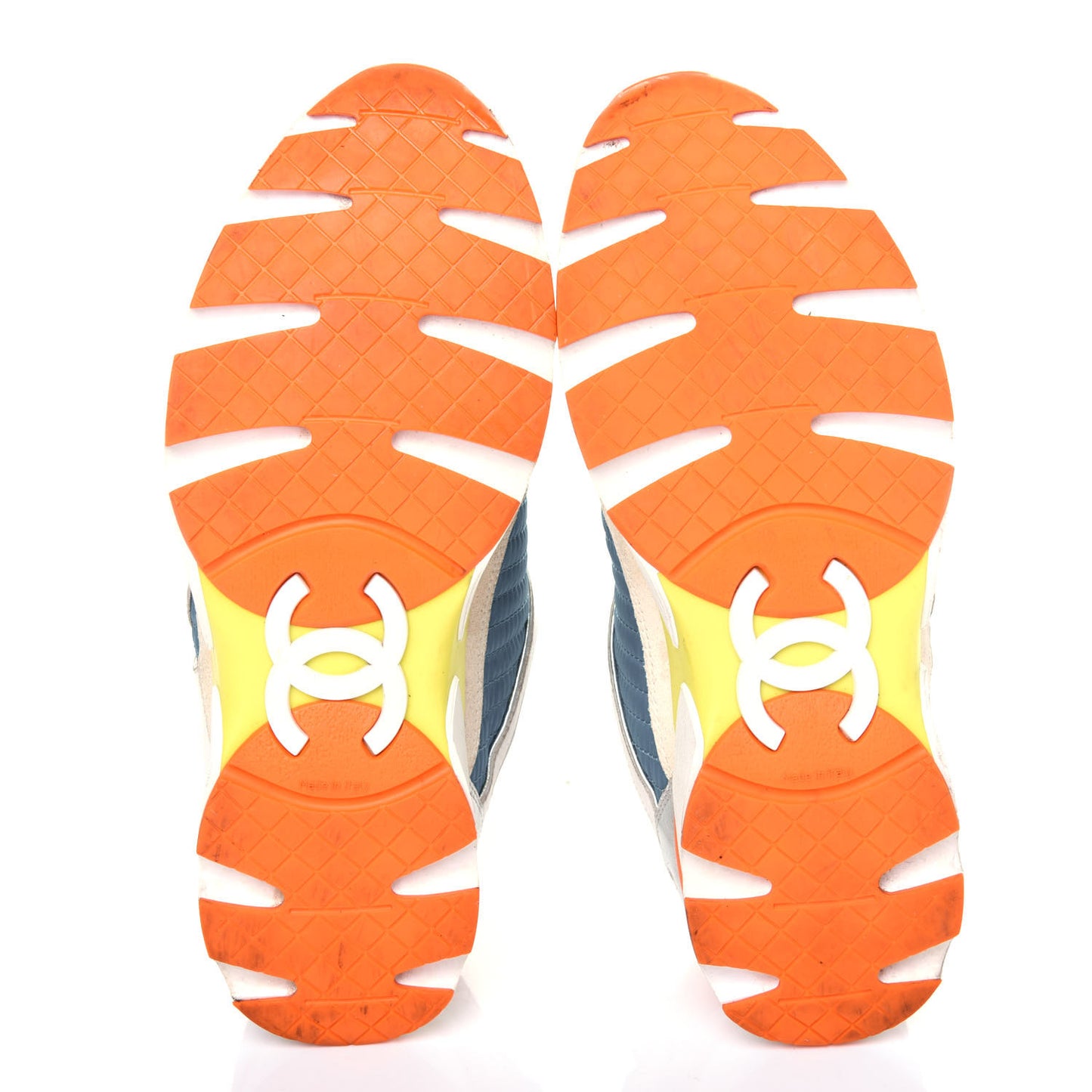 Suede Calfskin Fabric CC Sneakers 36.5 Blue White Orange