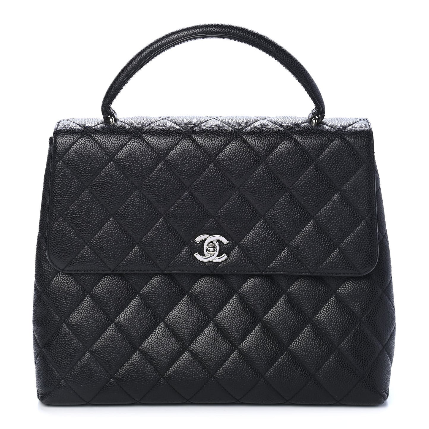 Caviar Quilted Jumbo Kelly Flap Black