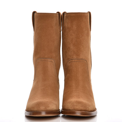 Chanel Suede Logo Boots 39 Camel 2 of 9