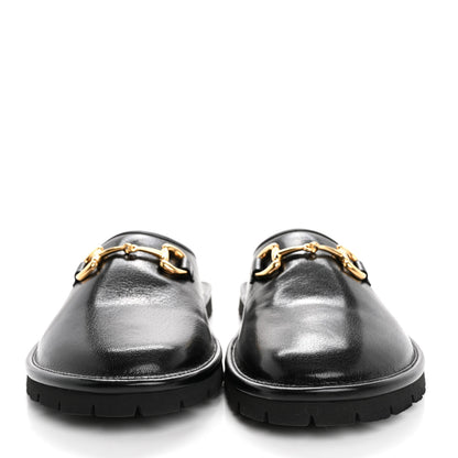 Gucci Goatskin Mens Horsebit Lug Sole Slippers 9 Black 3 of 11