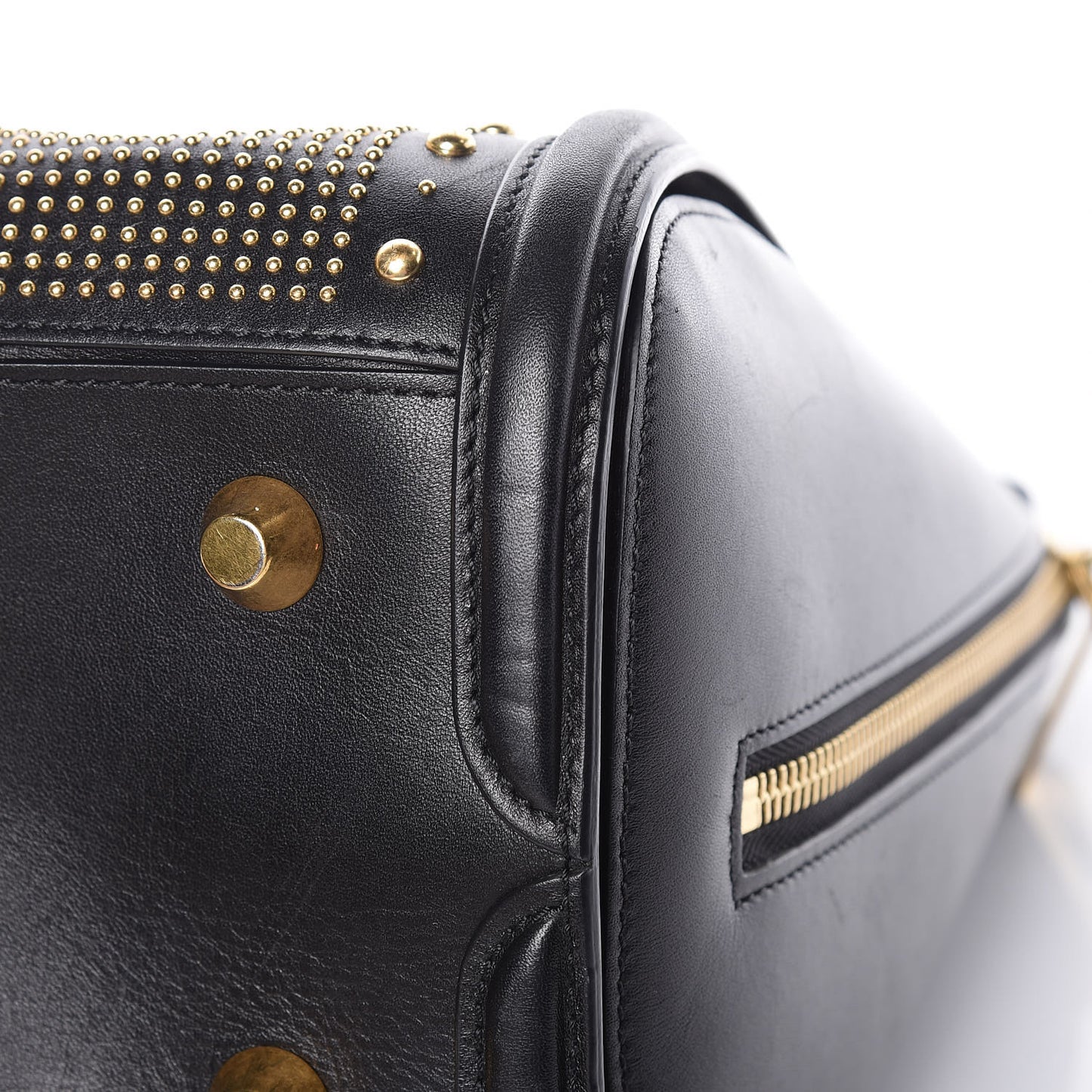 Calfskin Studded Large Heroine Black