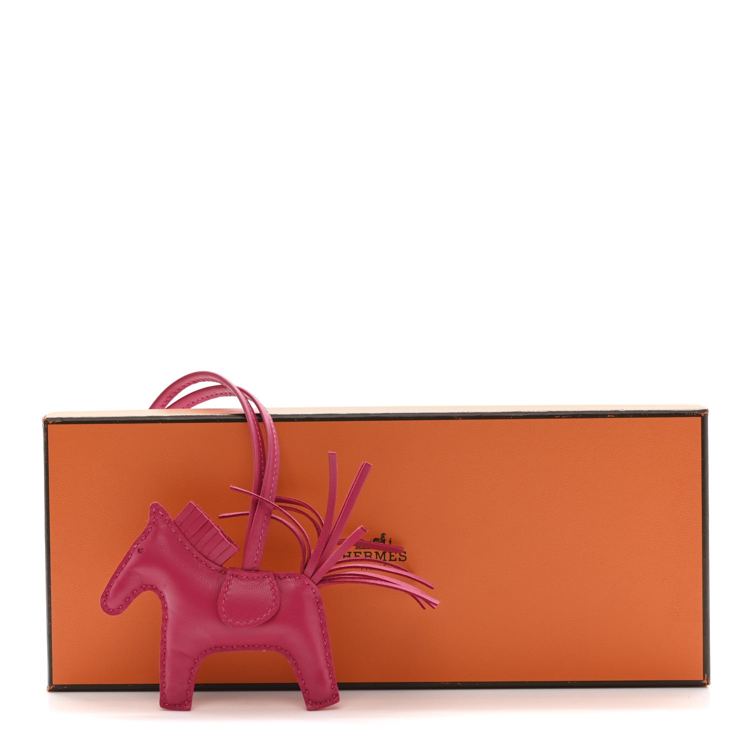 Hermes Milo Lambskin Grigri Rodeo Horse Bag Charm PM Rose Mexico 4 of 4