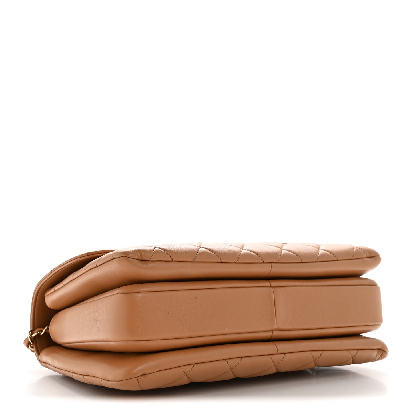 Lambskin Quilted Medium Trendy CC Flap Dual Handle Bag Camel