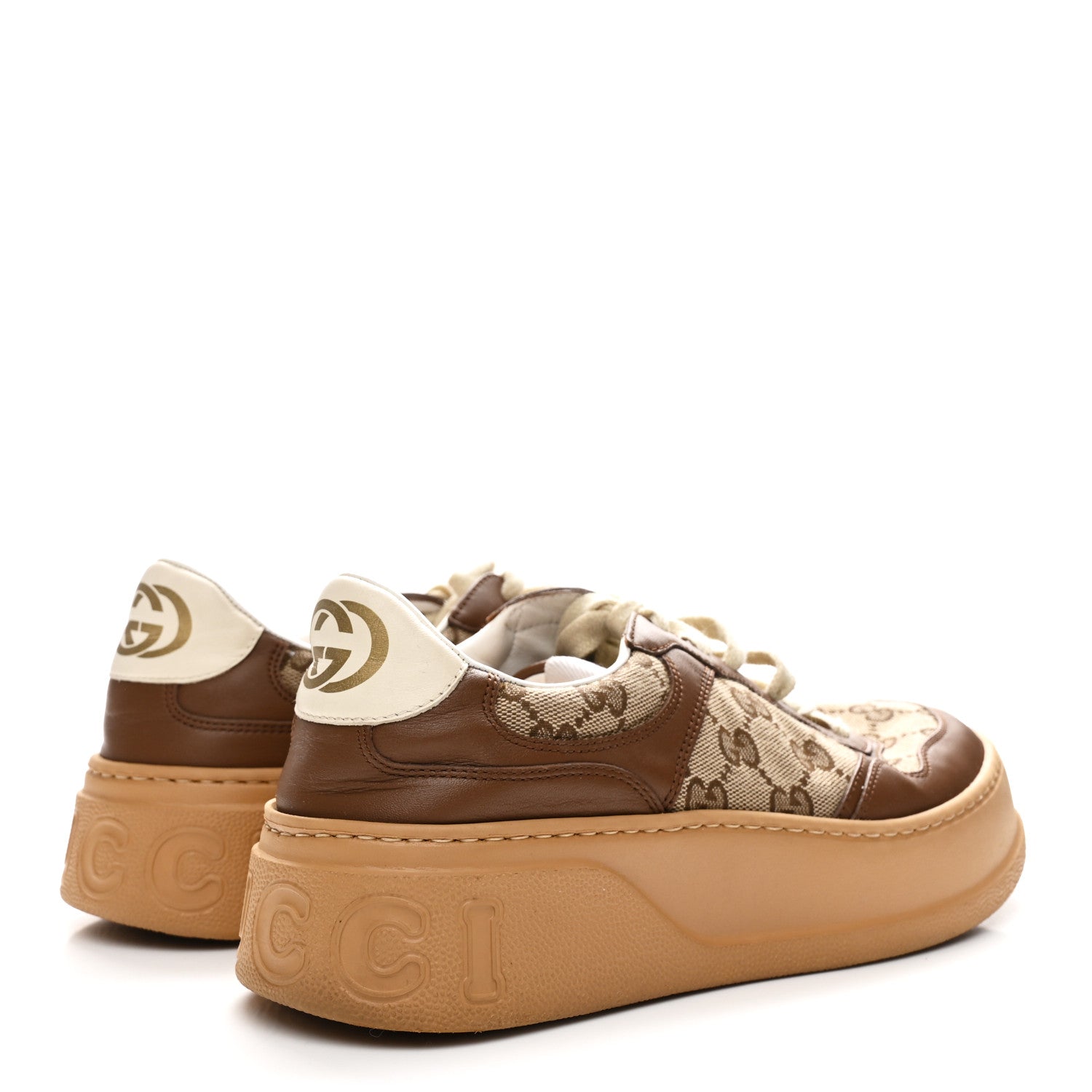 Gucci Calfskin GG Monogram Womens Platform 55mm Sneakers 39