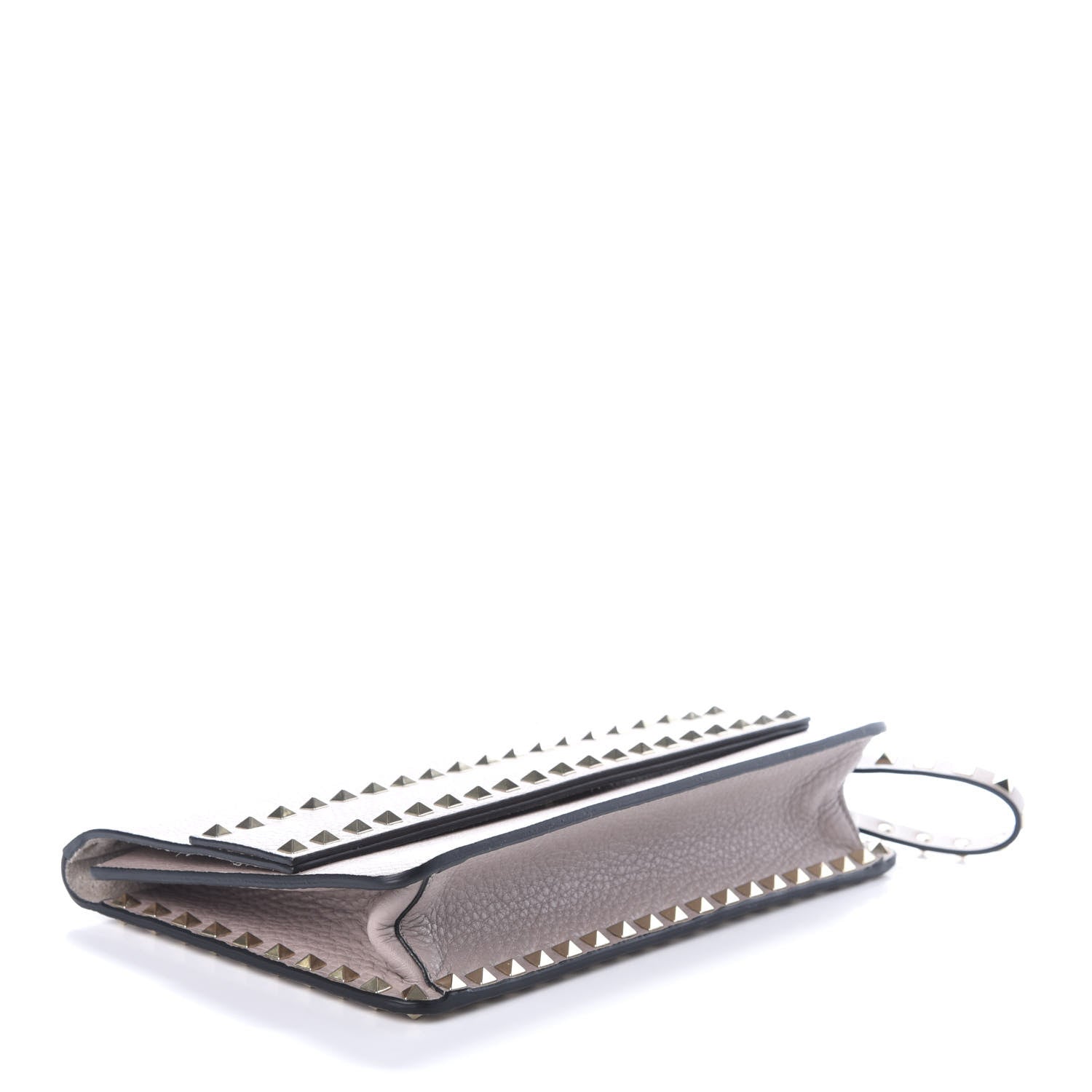 Valentino Garavani Pebble Calfskin Rockstud Side Slip Wristlet Clutch Poudre 4 of 8