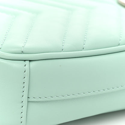 Gucci Calfskin Matelasse Mini GG Marmont Crossbody Bag Water Green 9 of 11