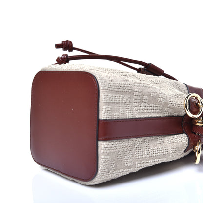 Fendi Sardinian Jacquard Vitello King F is Fendi FF 1974 Embroidered Mini Mon Tresor Bucket Bag Corda Praline 6 of 10
