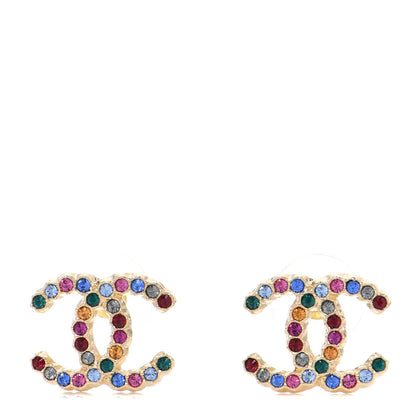 Chanel Crystal Over The Rainbow CC Earrings Gold Multicolor 1 of 4
