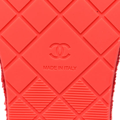 Chanel Terry CC Flat Mules Sandals 36 Dark Red Orange 7 of 9