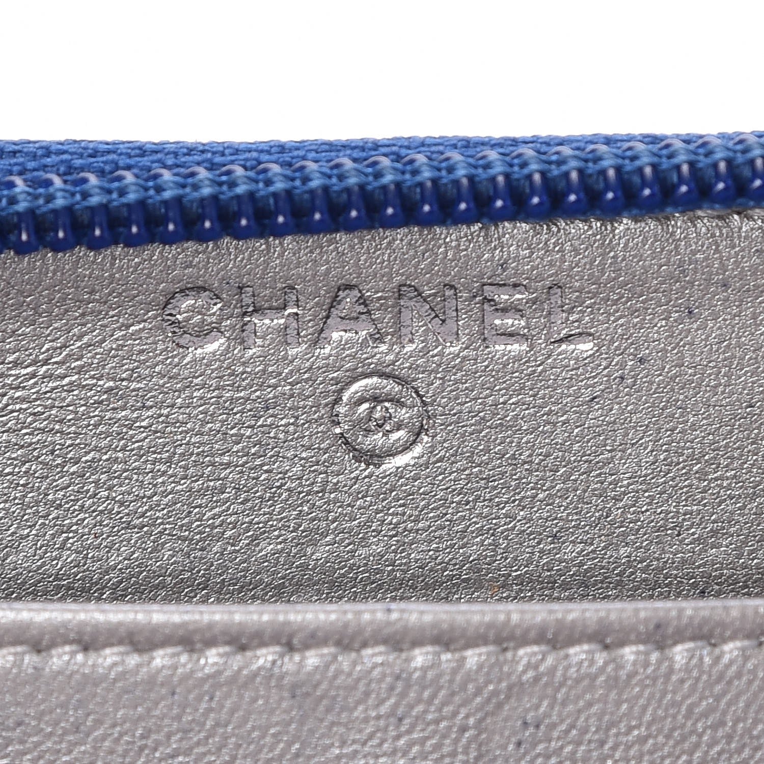 Chanel Lambskin Camellia Embossed Large Gusset Zip Around Wallet Blue 6 of 8