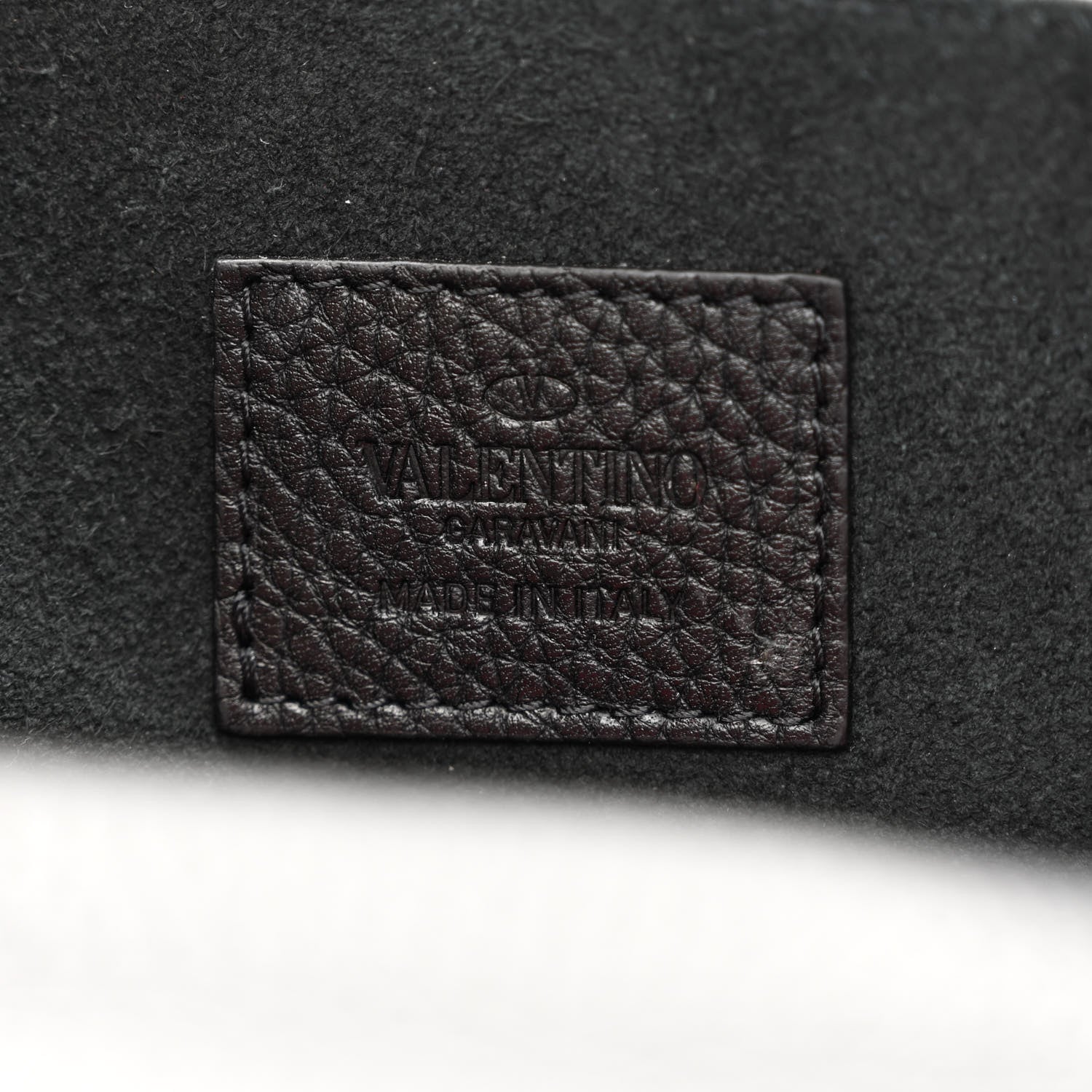 Valentino Garavani Pebbled Calfskin Rockstud Envelope Wallet on Chain Black 6 of 10
