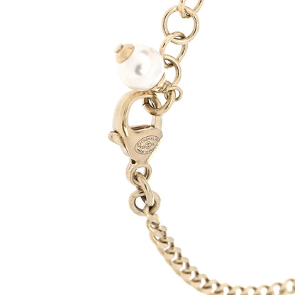 Chanel Crystal Pearl Chain Heart Bracelet Gold 3 of 3