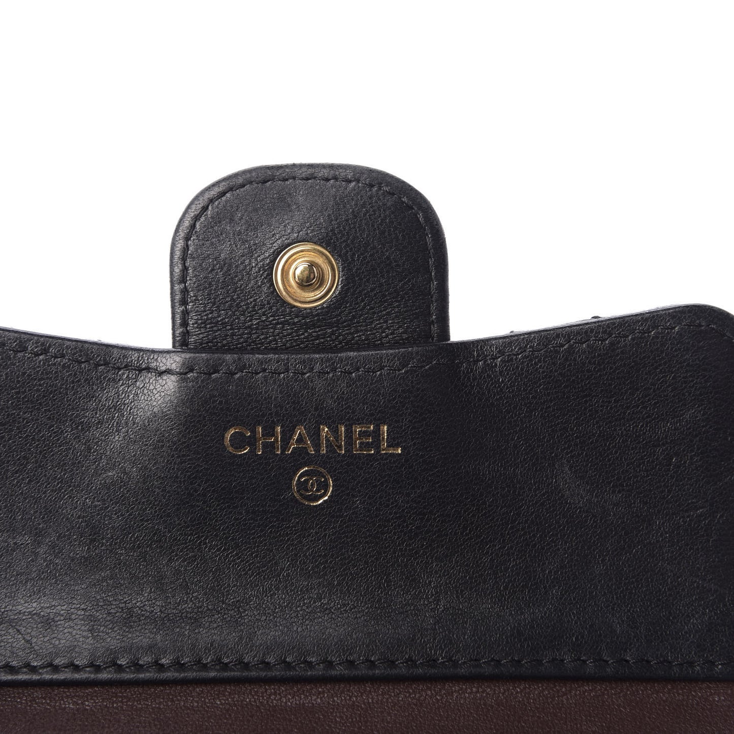 Lambskin Quilted Compact Flap Wallet Black