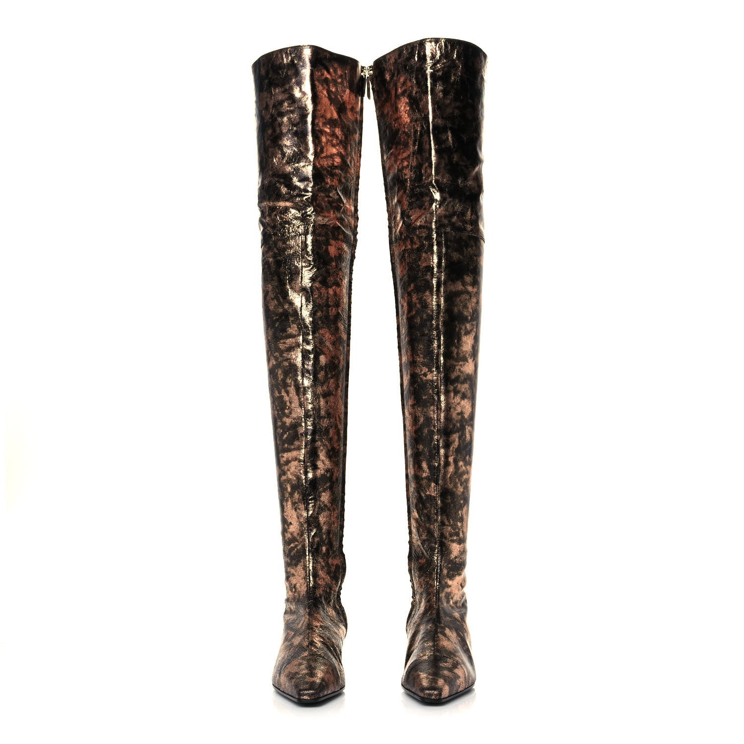 Chanel Metallic Lambskin Over the Knee Boots 38.5 Gold Black 2 of 8