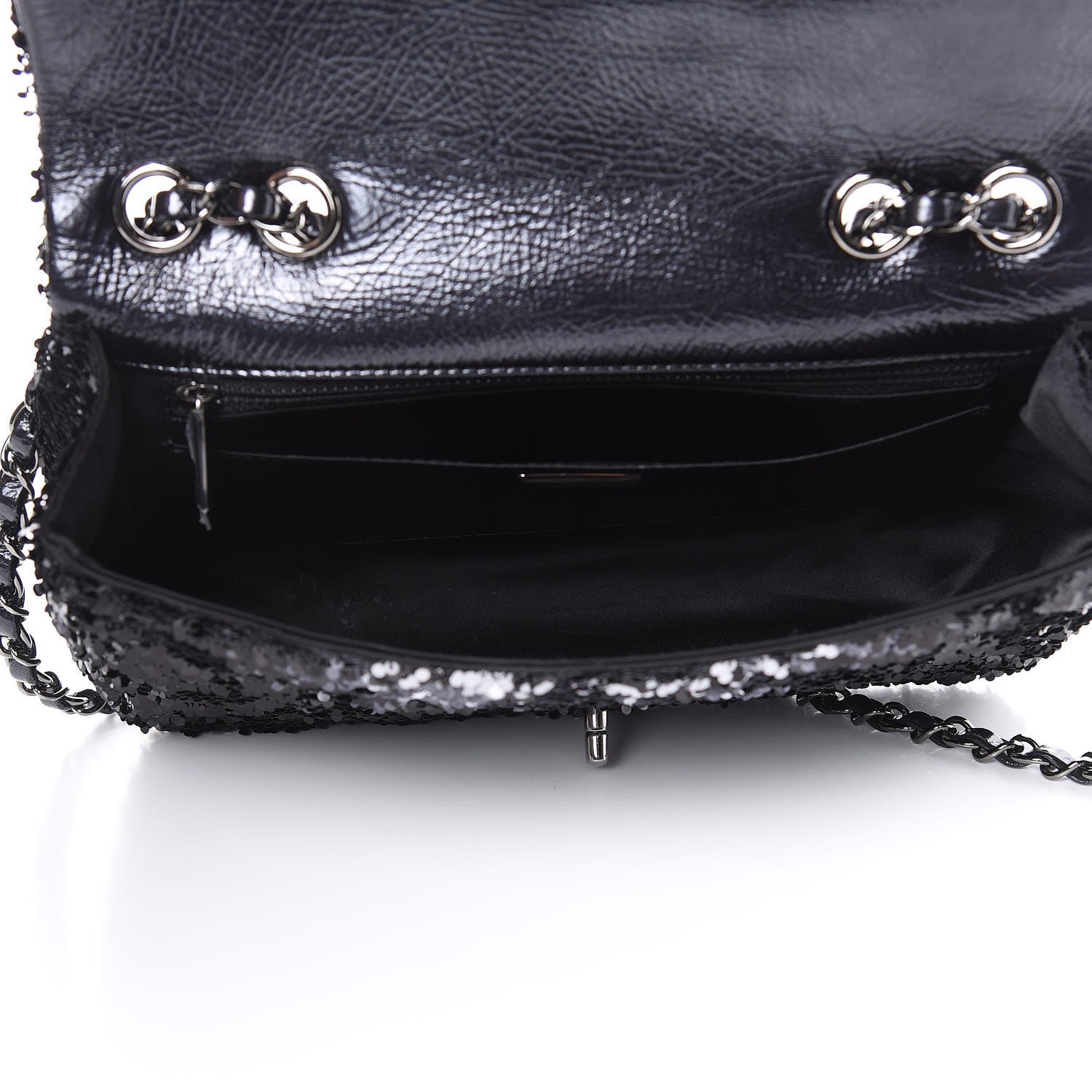 Chanel Sequin Medium Single Flap Silver Black 5 of 11