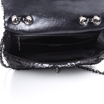 Chanel Sequin Medium Single Flap Silver Black 5 of 11