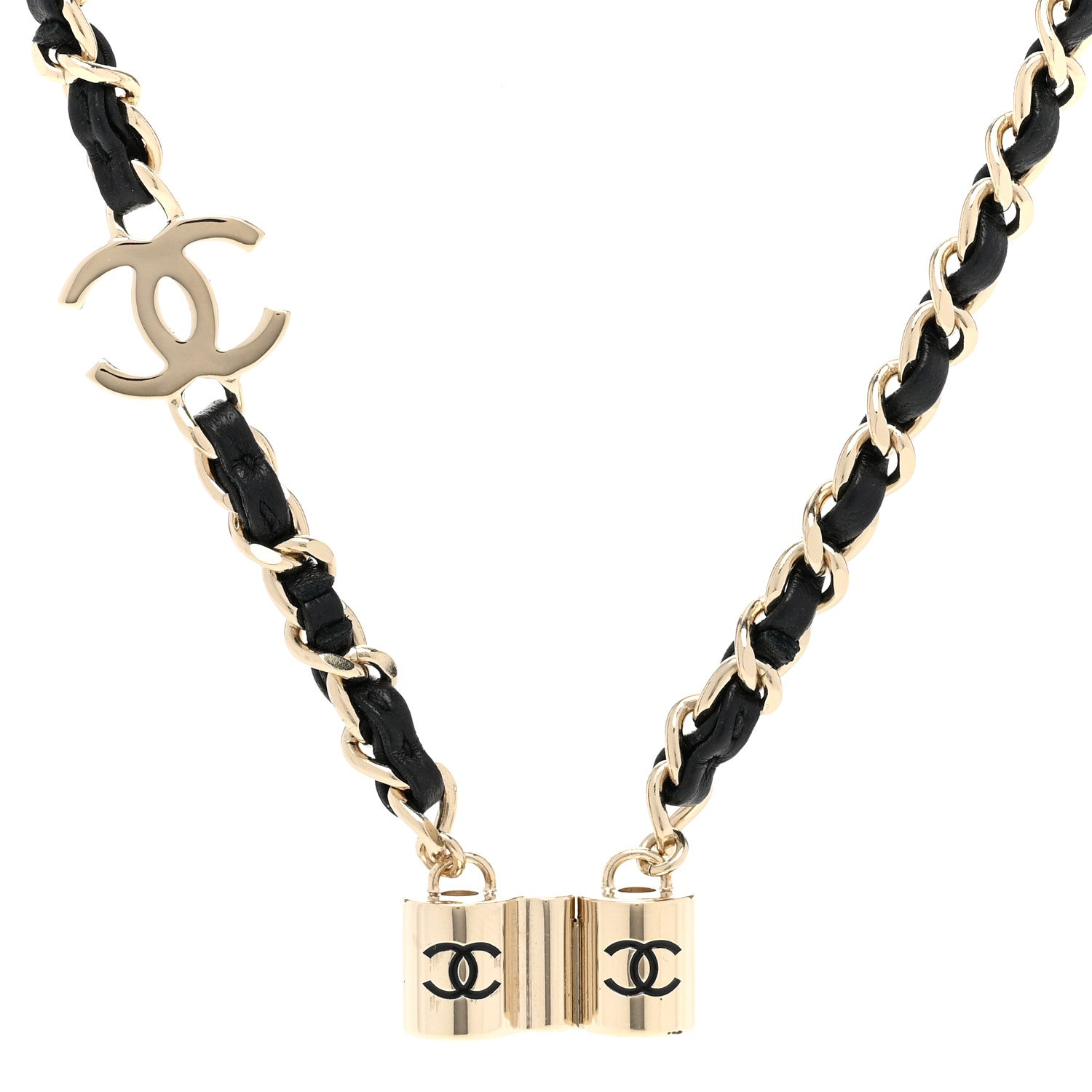 Chanel Metal Lambskin CC AirPods Necklace Gold Black 4 of 7