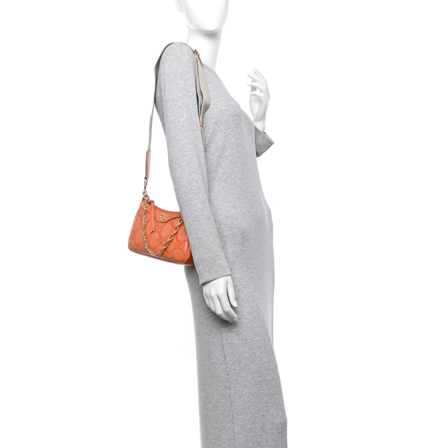 Calfskin GG Matelasse Chain Handbag Deep Orange Natural