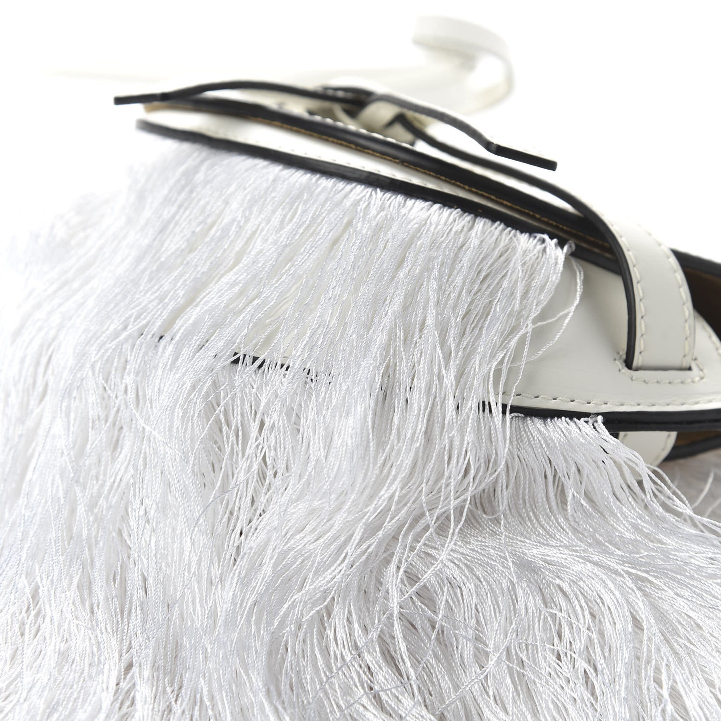 Calfskin Mini Fringe Gate Crossbody Bag White