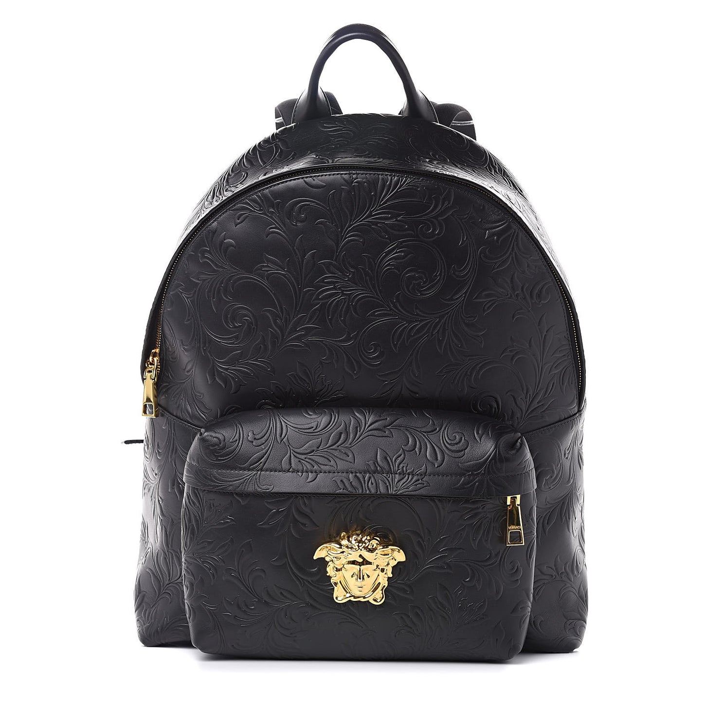 Calfskin Embossed Palazzo Medusa Backpack Black