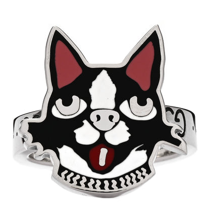 Gucci Sterling Silver Enamel Bosco Ring 59 8.75 1 of 4