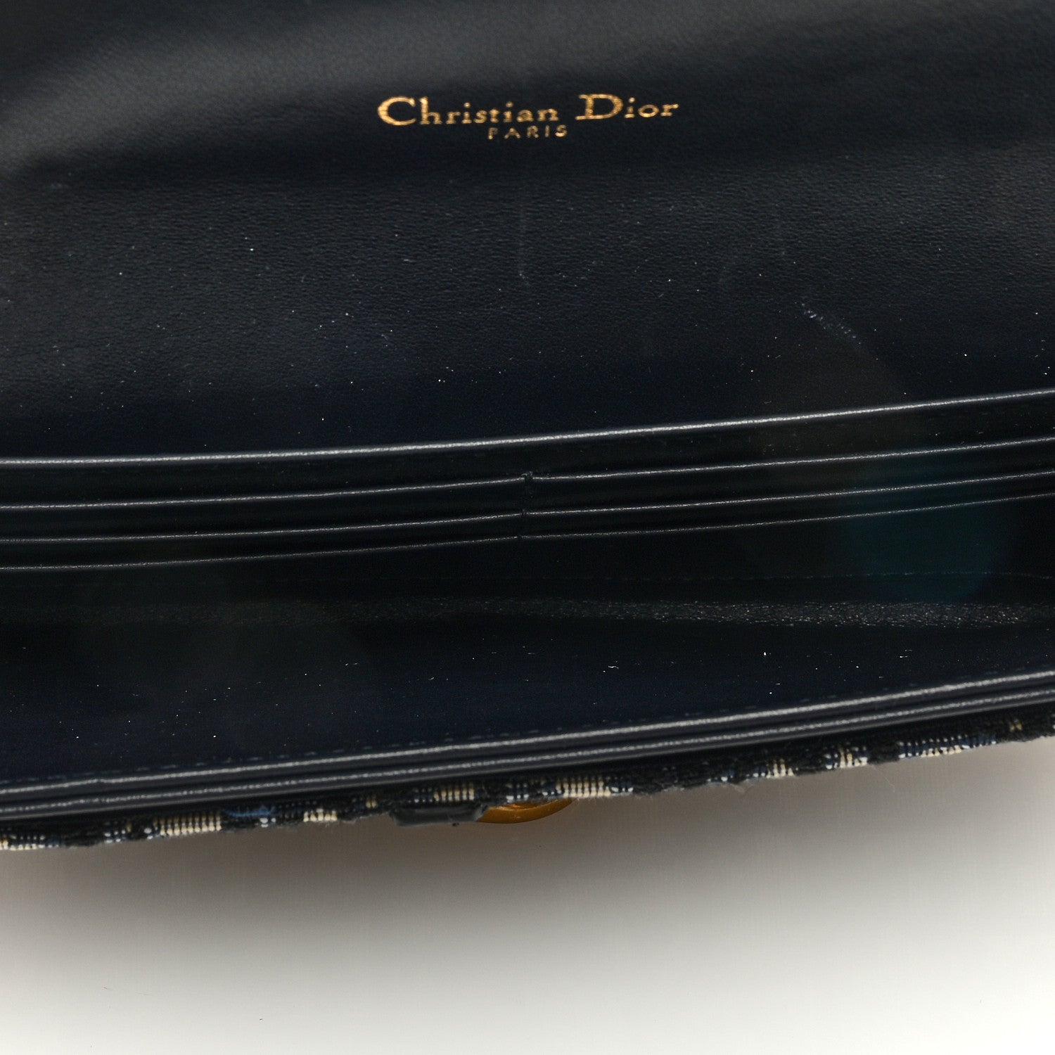 Christian Dior Oblique Saddle Chain Long Wallet Blue 6 of 9