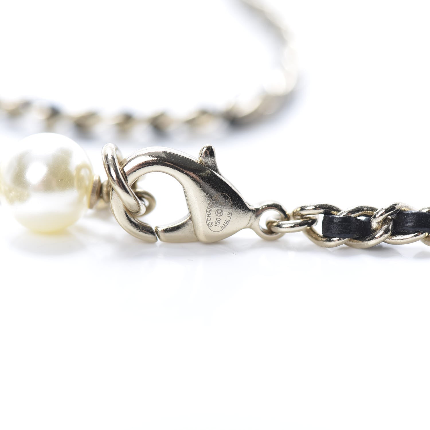 Chanel Lambskin Resin Pearl Dazzling Domino Short Necklace Gold Black 4 of 5