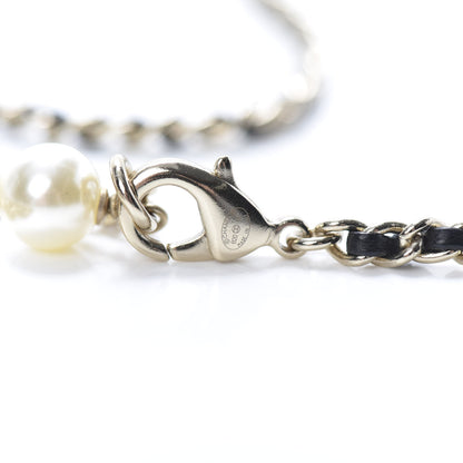 Chanel Lambskin Resin Pearl Dazzling Domino Short Necklace Gold Black 4 of 5