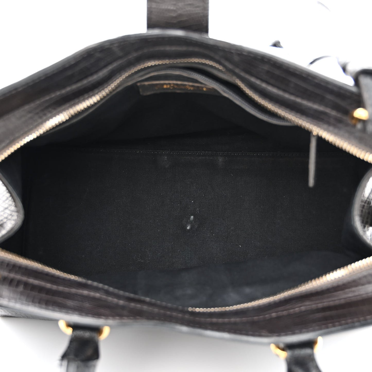 Calfskin Lizard Embossed Small Cabas ChYc Black