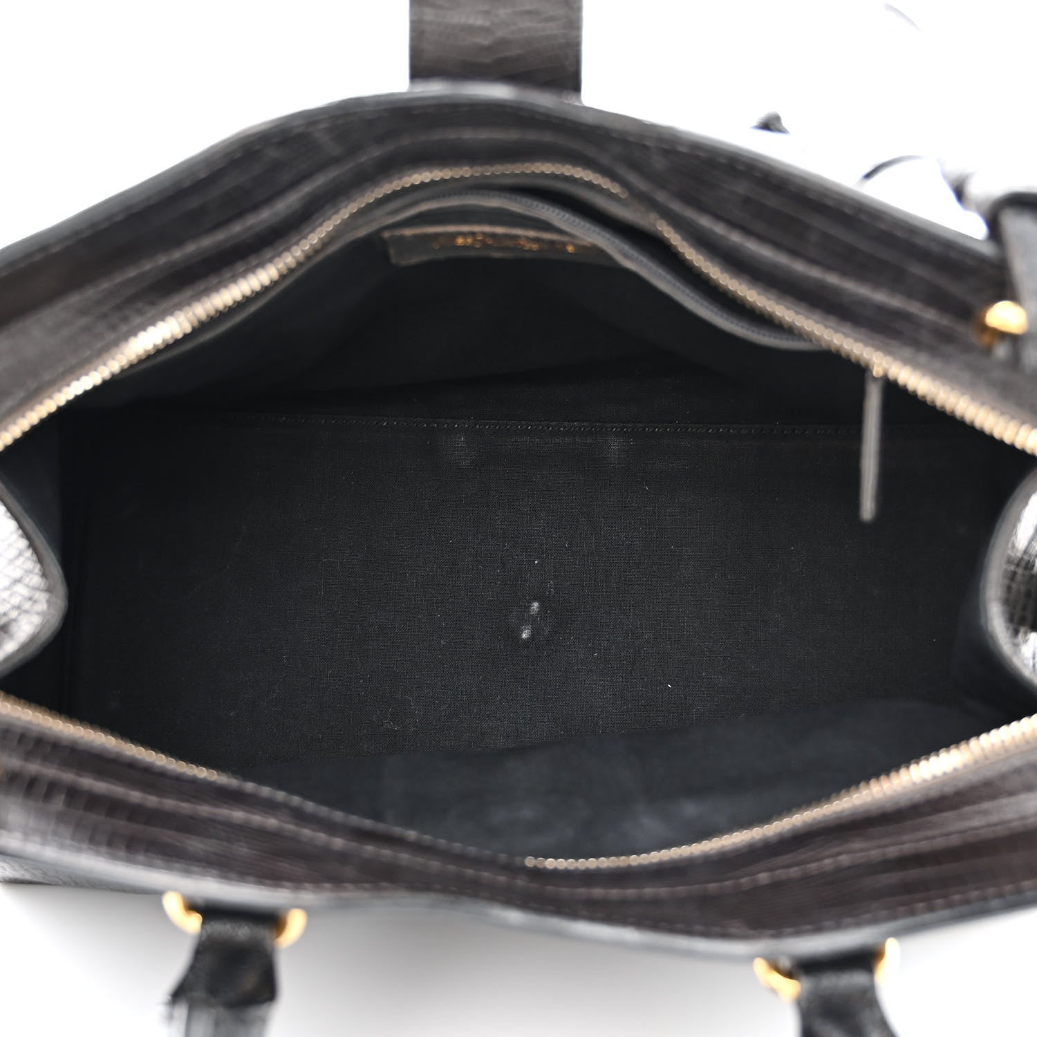Saint Laurent Calfskin Lizard Embossed Small Cabas ChYc Black 5 of 15