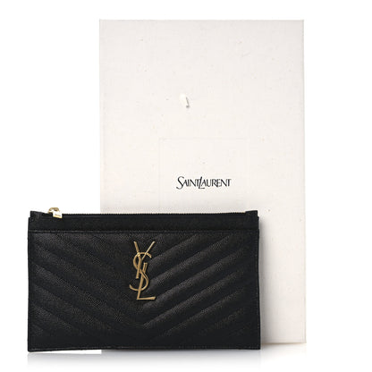 Saint Laurent Grain De Poudre Chevron Monogram Bill Pouch Black 8 of 8