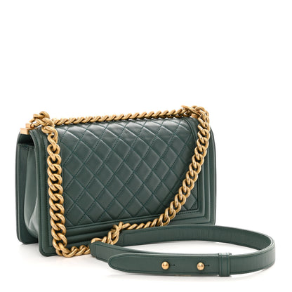 Chanel Calfskin Quilted Medium Boy Flap Dark Green 3 of 10