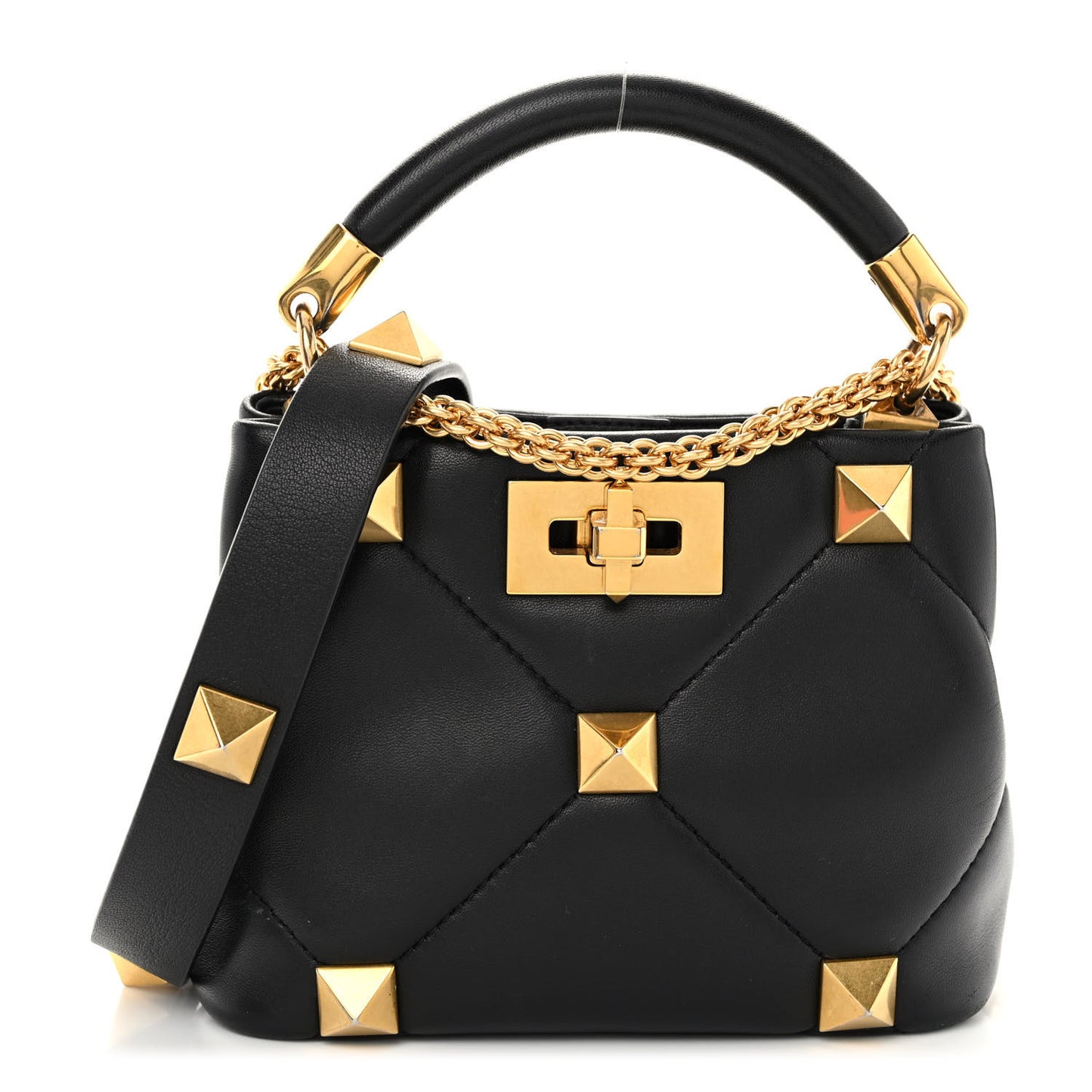 Nappa Mini Roman Stud The Handle Bag Black