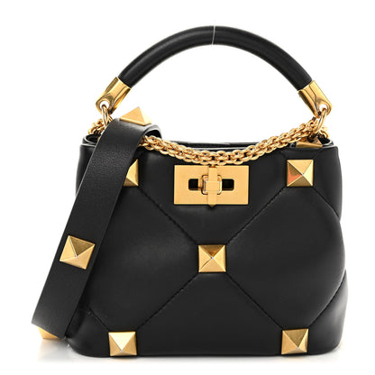 Valentino Garavani Nappa Mini Roman Stud The Handle Bag Black 1 of 9
