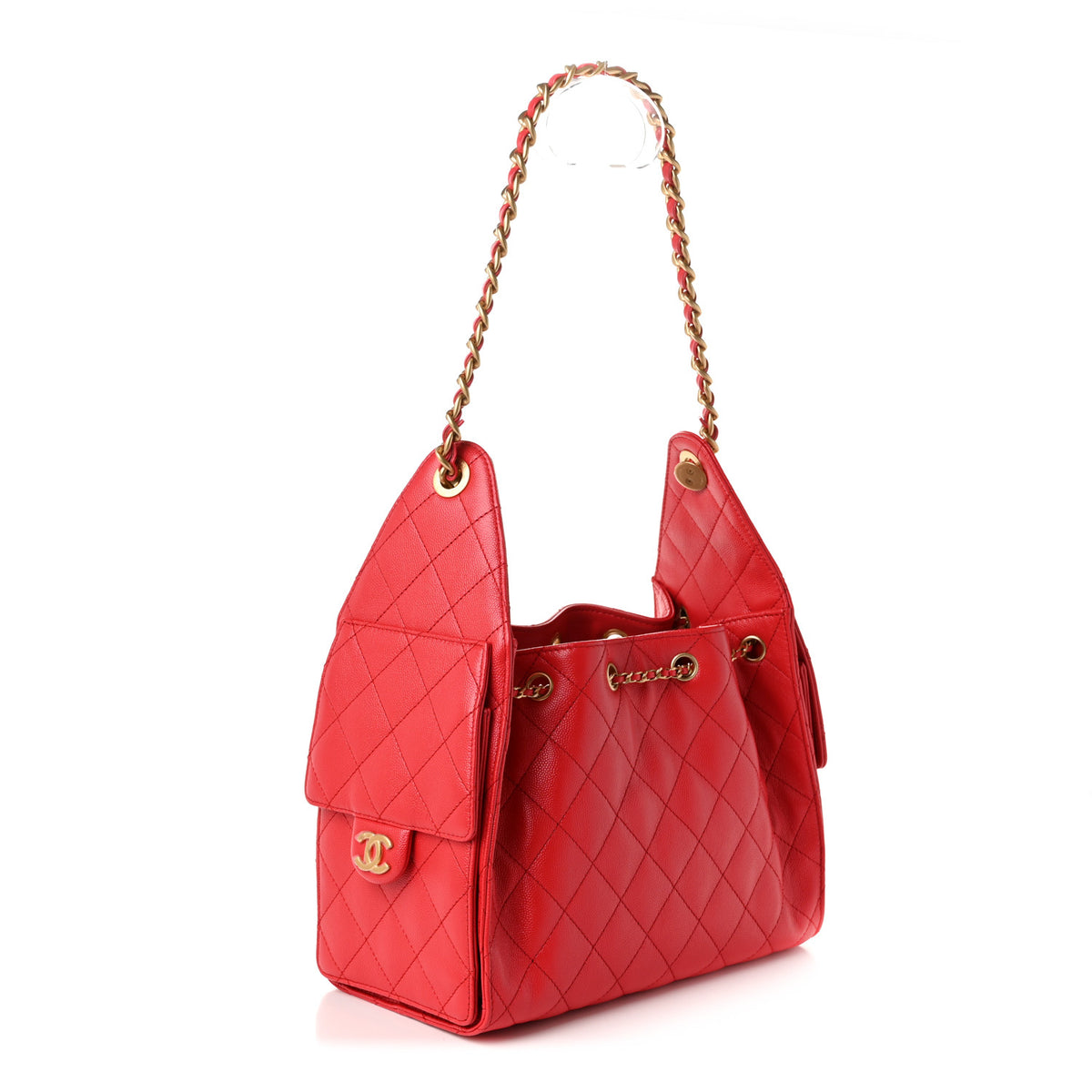 Caviar Quilted Small Chanel 25 Handbag Dark Red