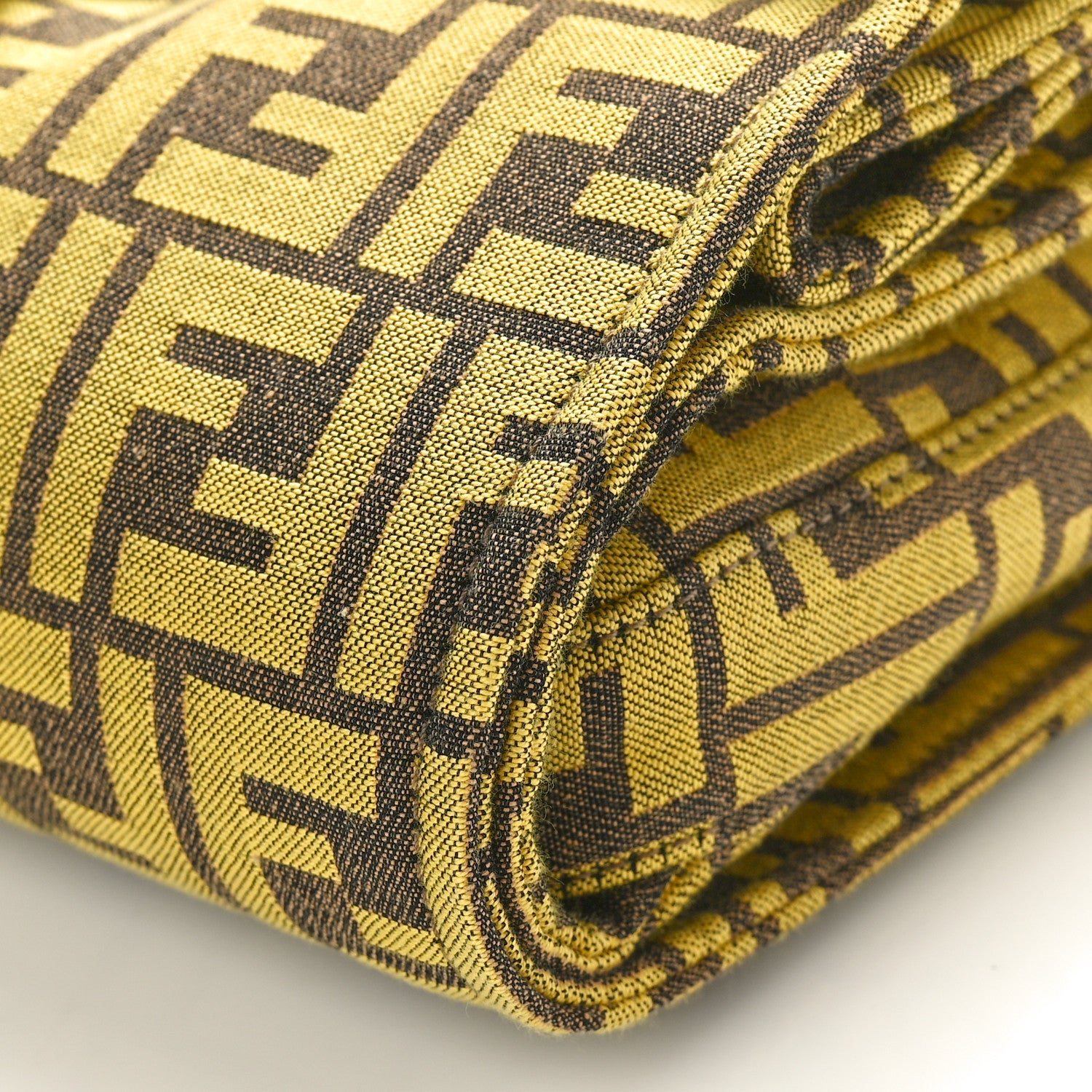 Fendi x FRGMT Woven Fabric Jacquard FF Embroidered Baguette Foldable Tote Mimosa 13 of 14
