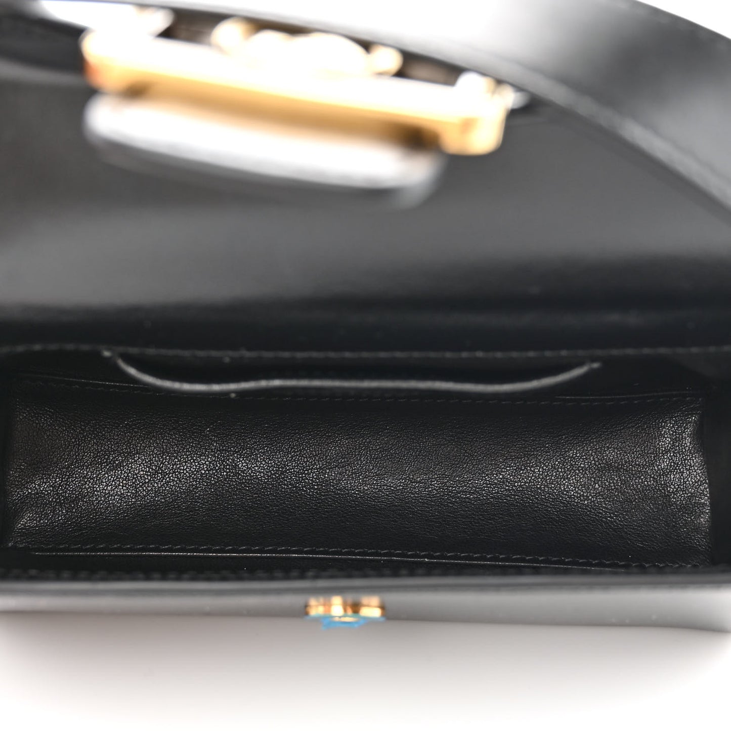 Shiny Calfskin Nano Pencil Bag Black