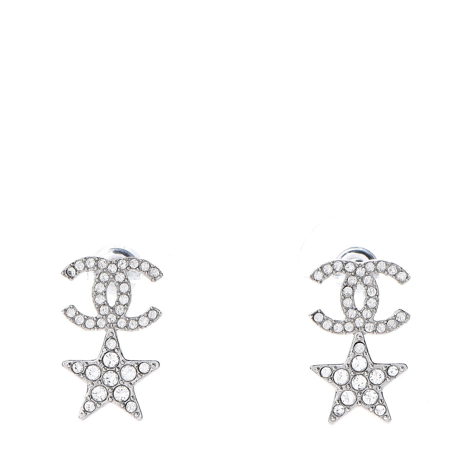 Crystal CC Star Earrings Silver