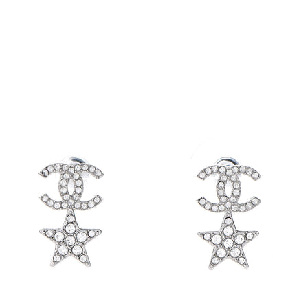 Chanel Crystal CC Star Earrings Silver 1 of 6