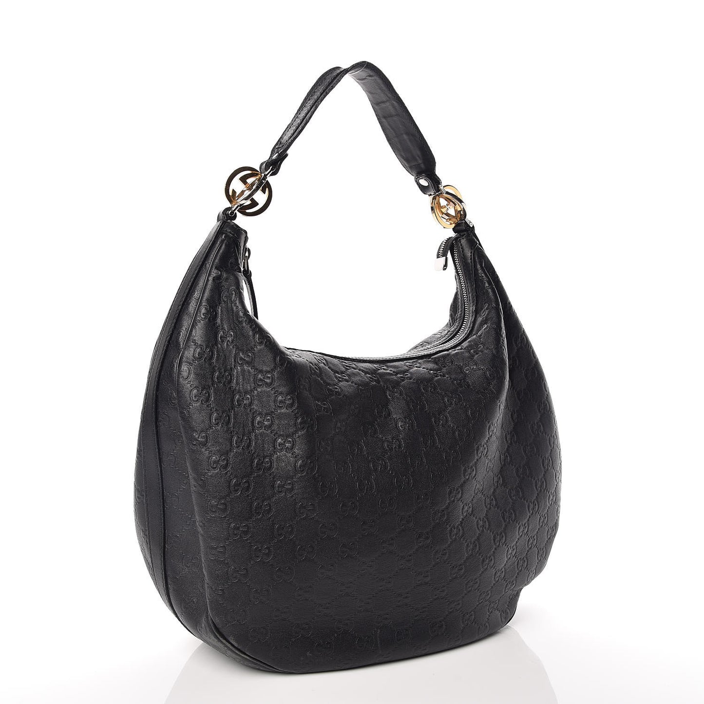 Guccissima Large GG Twins Hobo Black