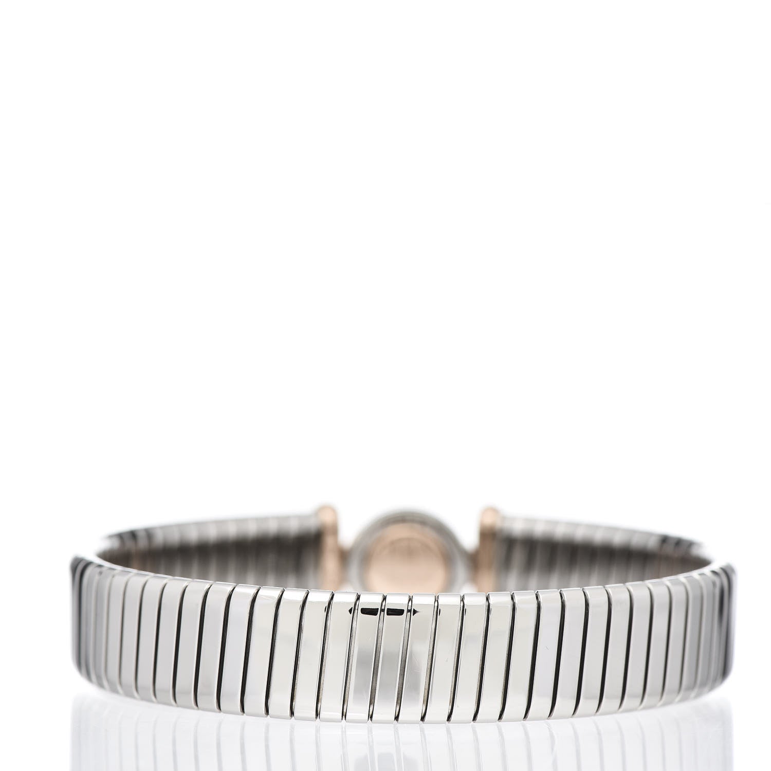 Bulgari Stainless Steel 18K Rose Gold Black Onyx Tubogas Bracelet M 3 of 4