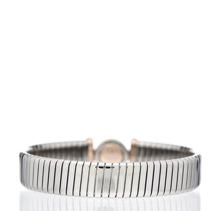Bulgari Stainless Steel 18K Rose Gold Black Onyx Tubogas Bracelet M 3 of 4