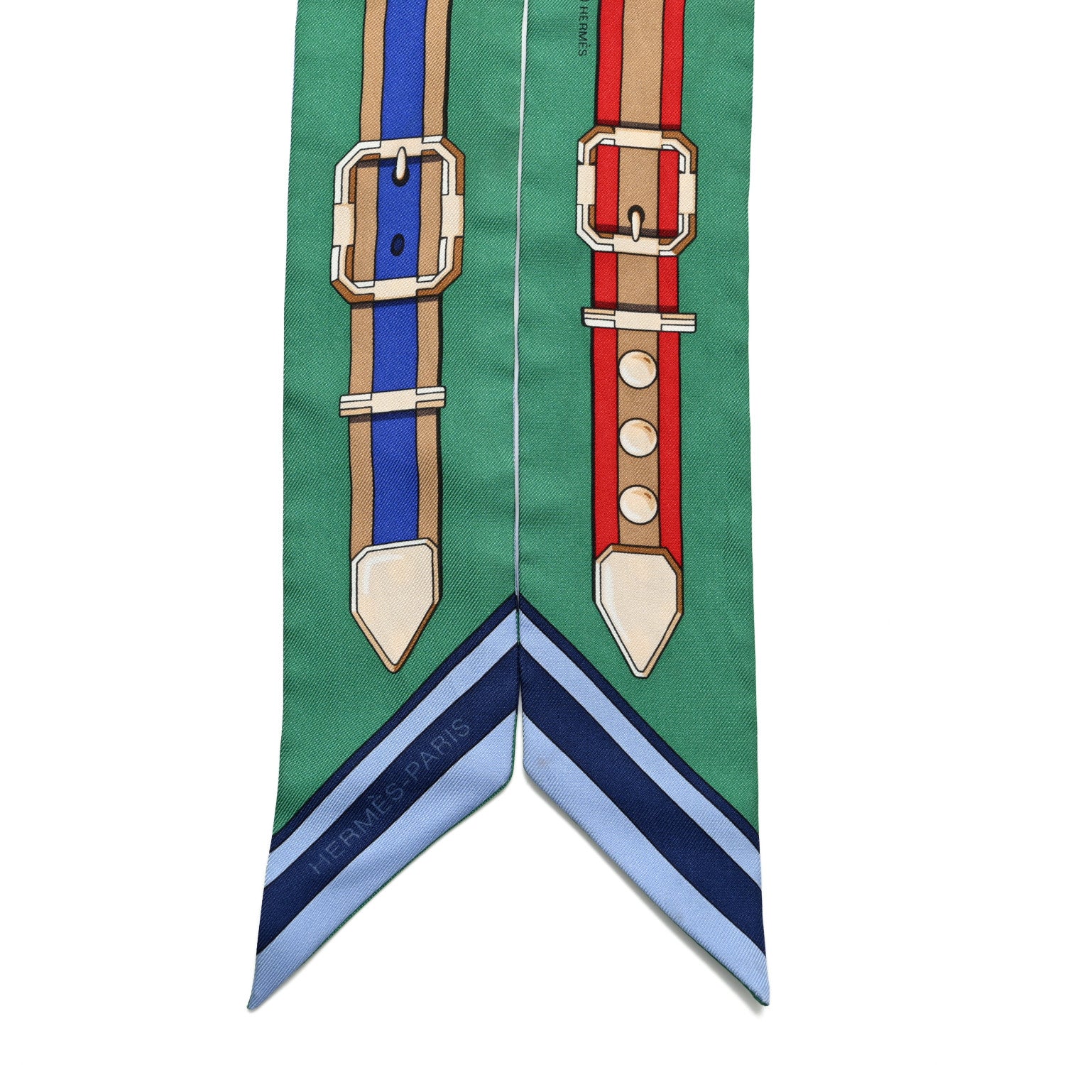 Hermes Silk Grand Tralala Twilly Bleu Ciel Vert 2 of 6