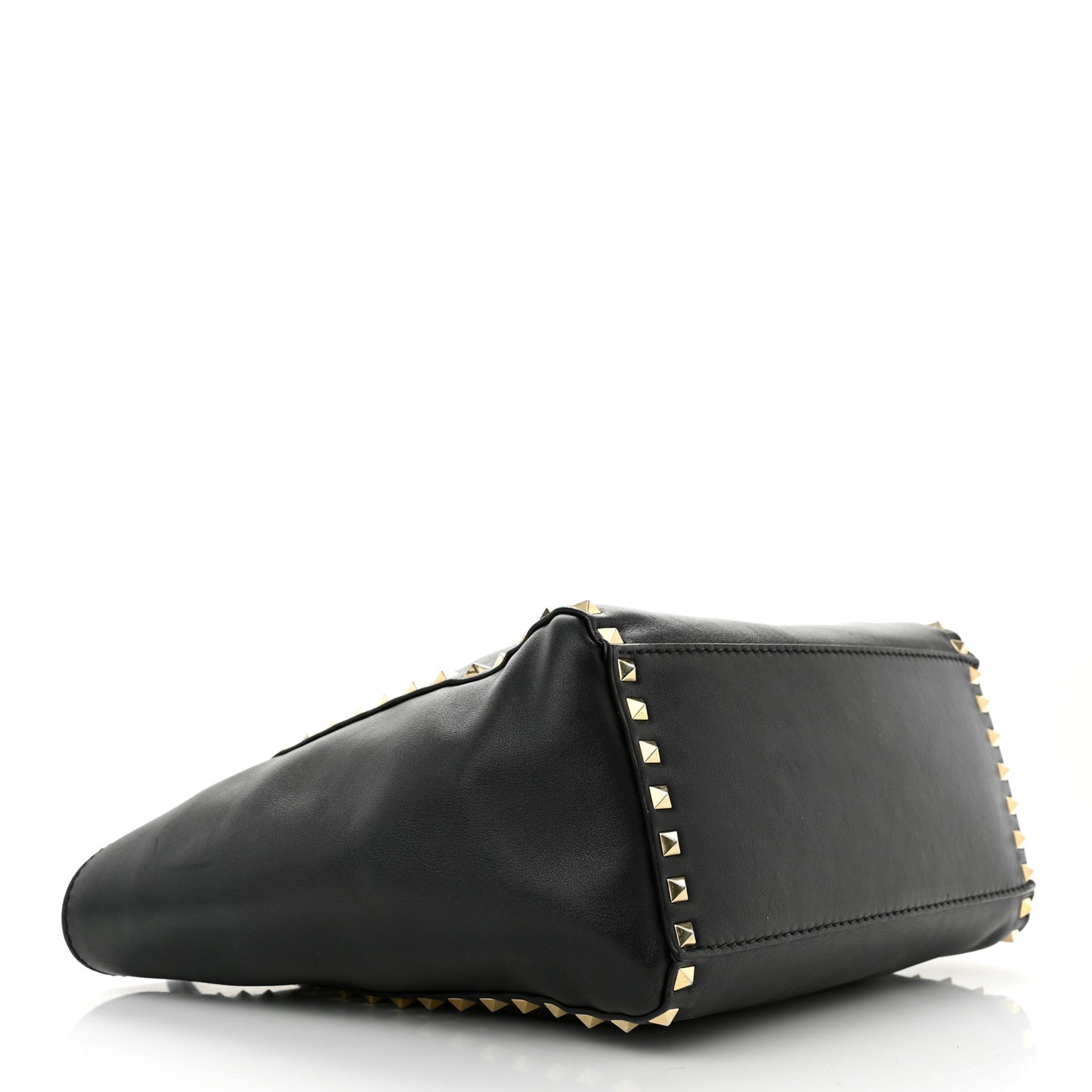 Vitello Rockstud Double Handle Tote Black
