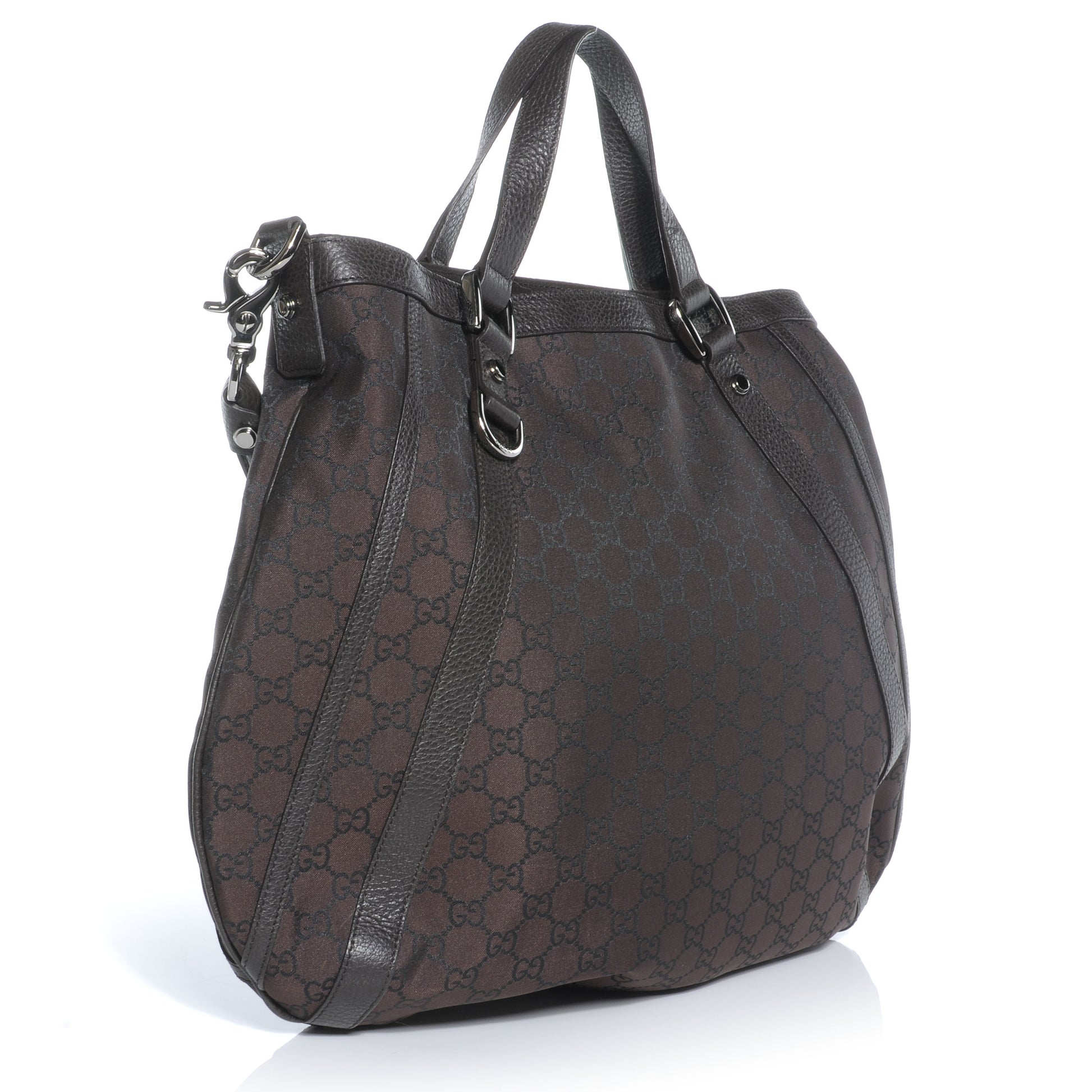 Gucci Nylon Monogram Medium Abbey Convertible Tote Dark Brown 3 of 8