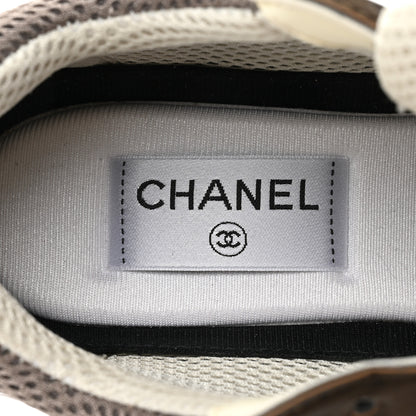 Chanel Fabric Laminated Calfskin Stretch CC Womens Sneakers 38 Khaki Silver Dark Purple 8 of 13