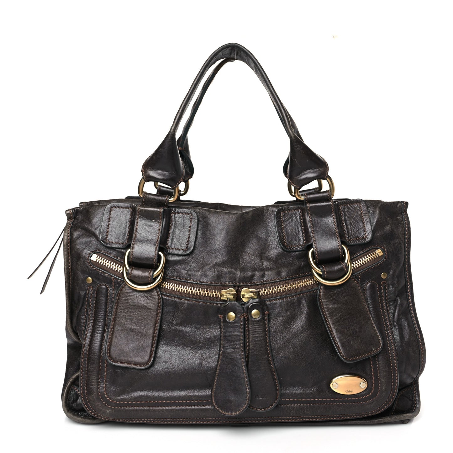 Calfskin Large Bay Tote Brown