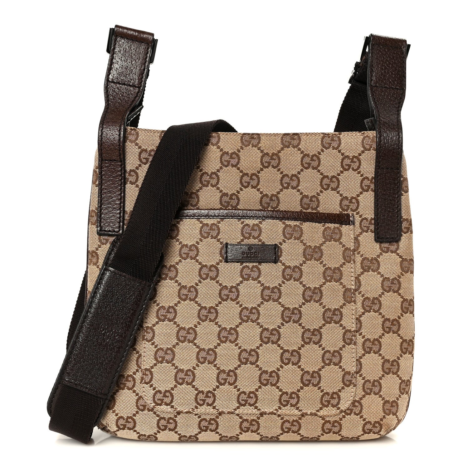 Gucci Monogram Flat Messenger Bag Dark Brown 1 of 11
