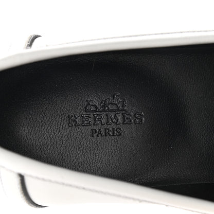 Hermes Calfskin Womens Paris Loafers 36.5 White 7 of 9