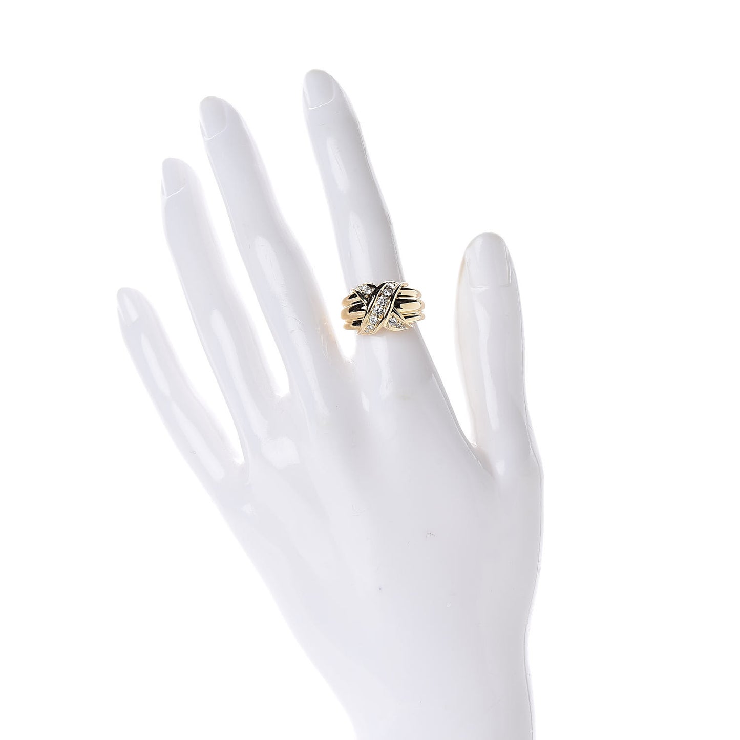 18K Yellow Gold Diamond Large Signature X Ring 50 5.25